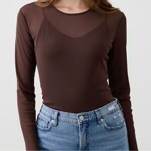 Mesh Brown Long Sleeve Top
